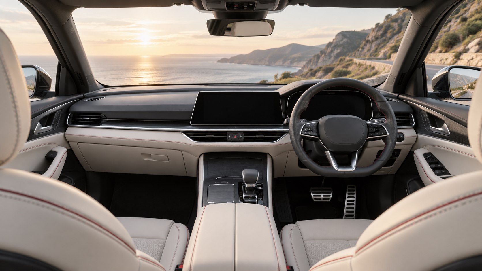 Modern right-hand-drive car interior
